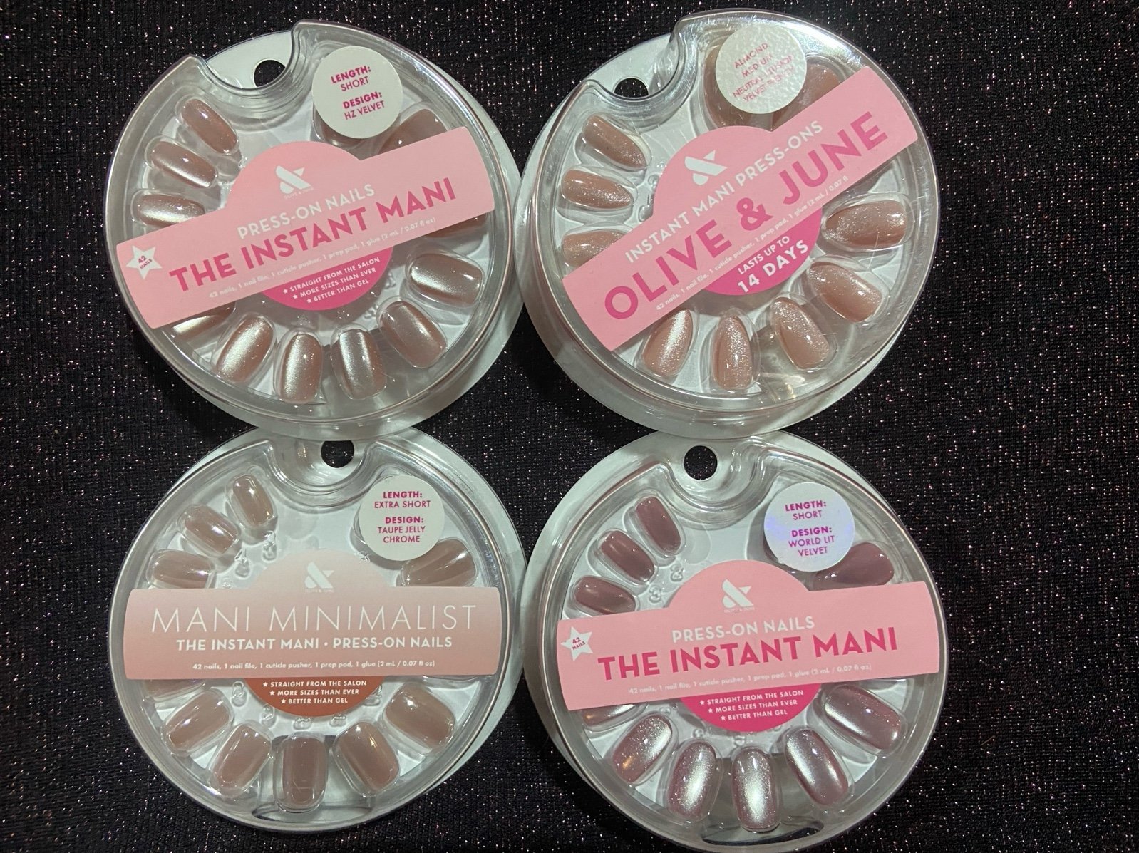 Four sets of olive and June nails with free magnetic wand