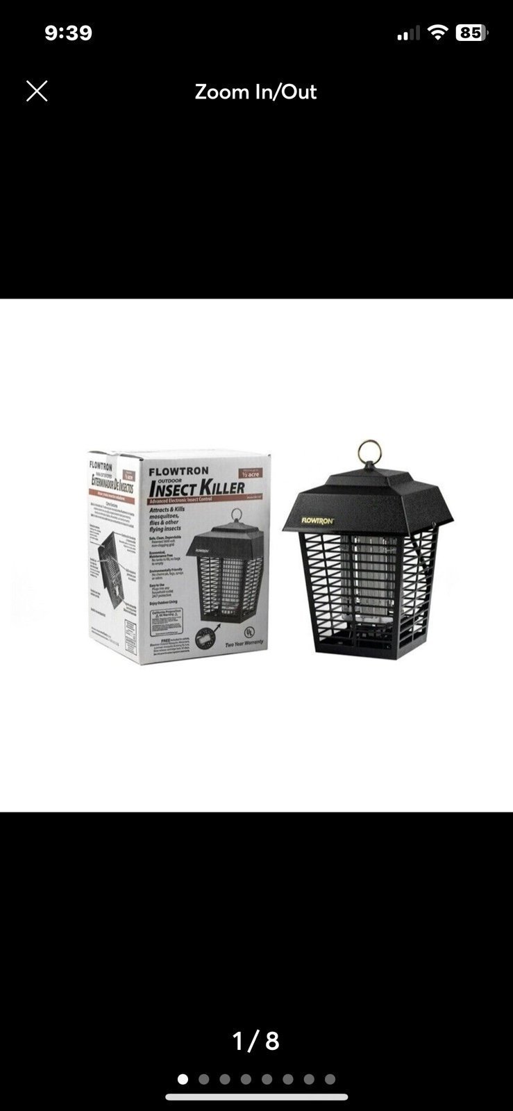 Flowtron Electronic Flying 1/2 Acre Insect Mosquito Bug Zapper (BK15D ''NEW''
