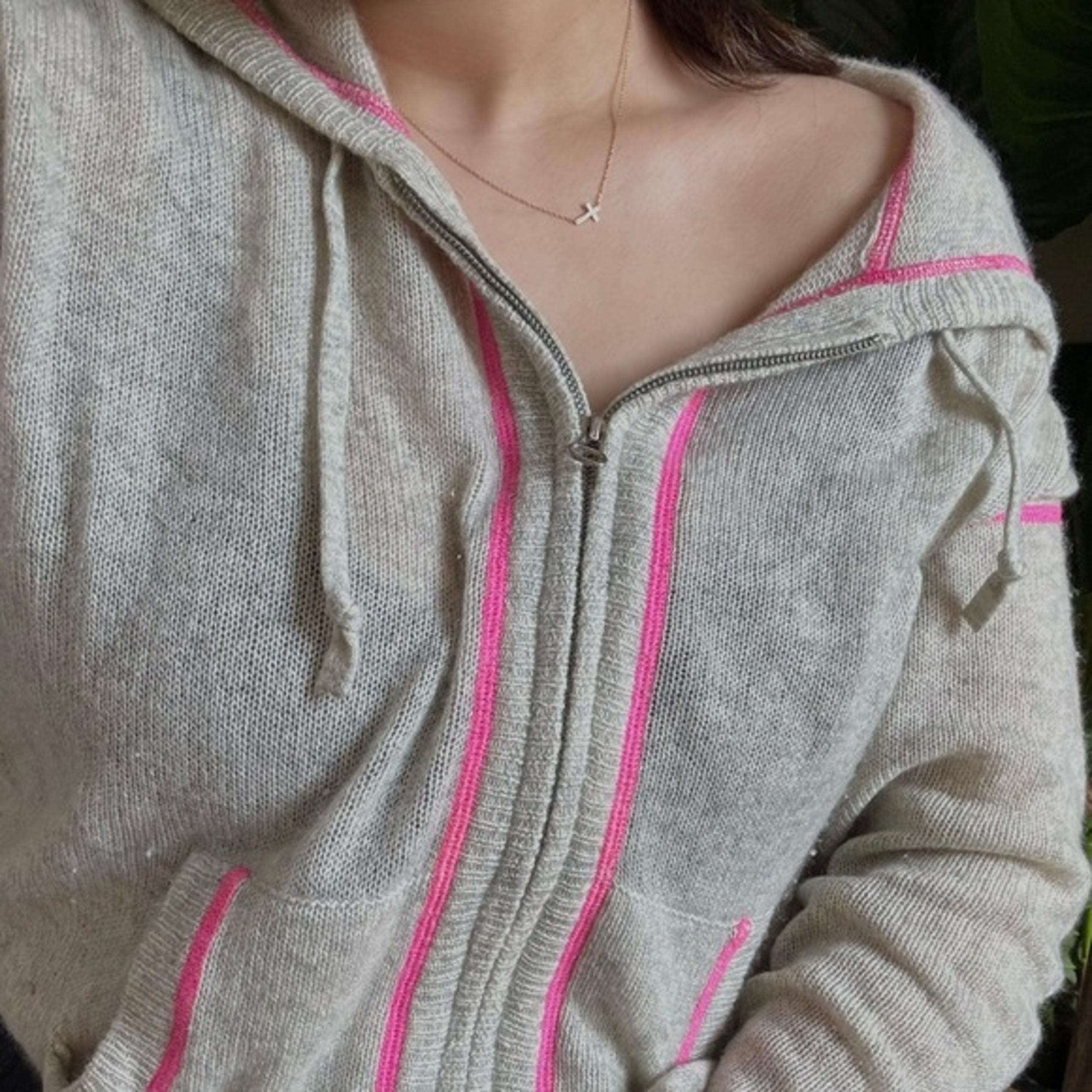 Rebecca Taylor Gray Full Zip Knitted Sweater with hood size S
