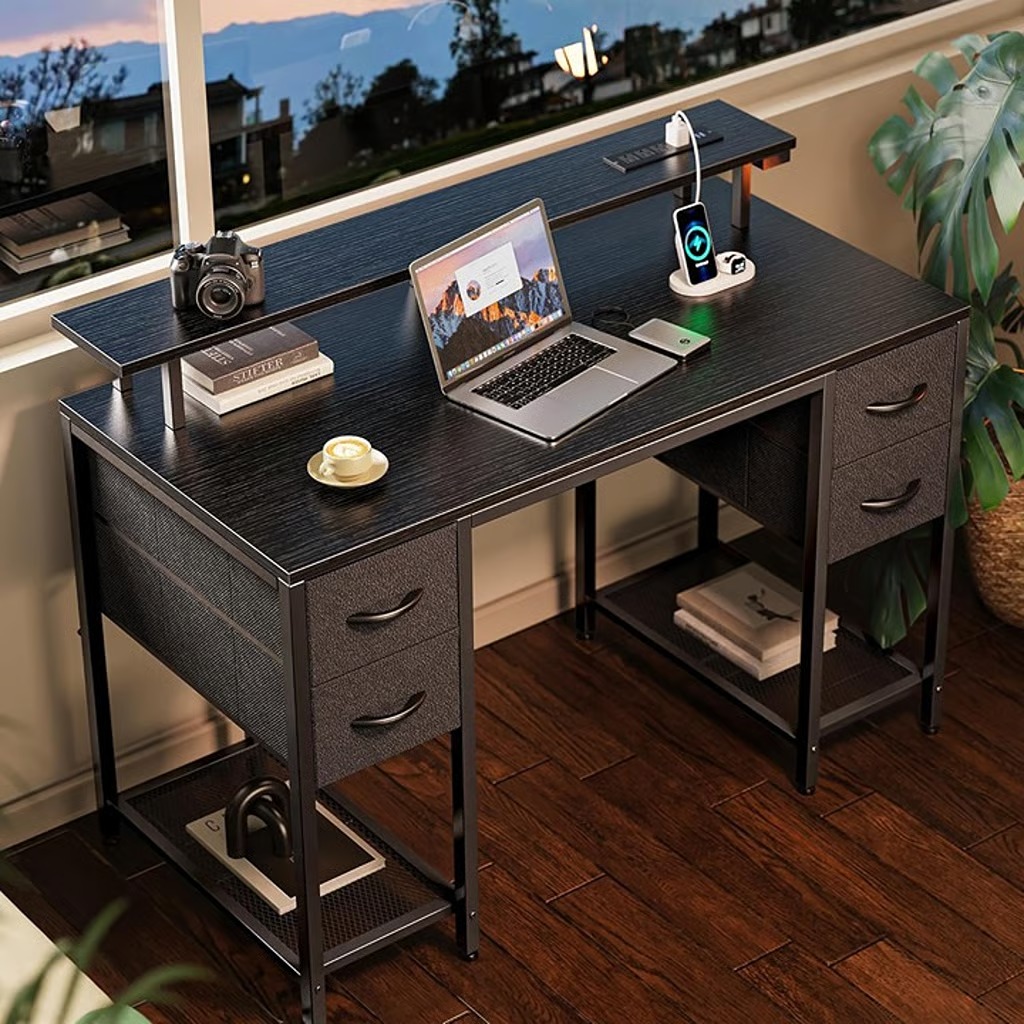 Chairorage Space for Bedroom, 47 inch Computer Desk with 4 Drawers, Gaming Desk