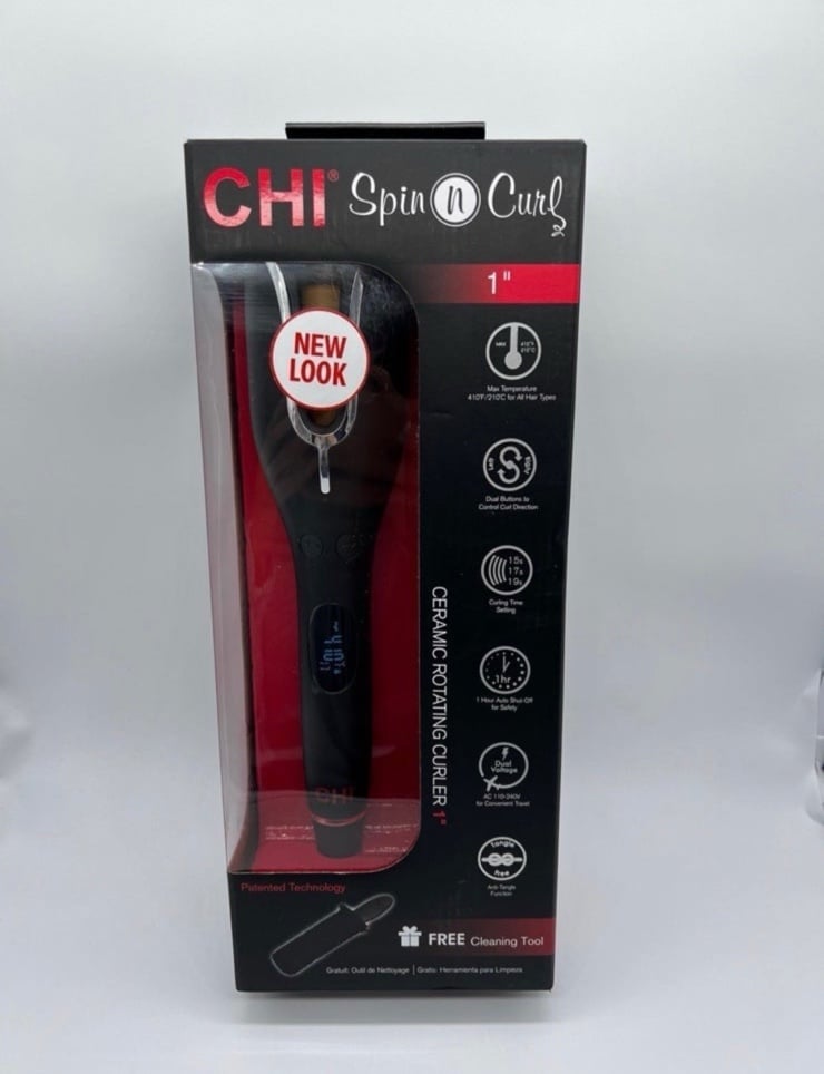 CHI Spin N Curl in Onyx Black. Ideal for Shoulder-Length Hair between 6-16” inch