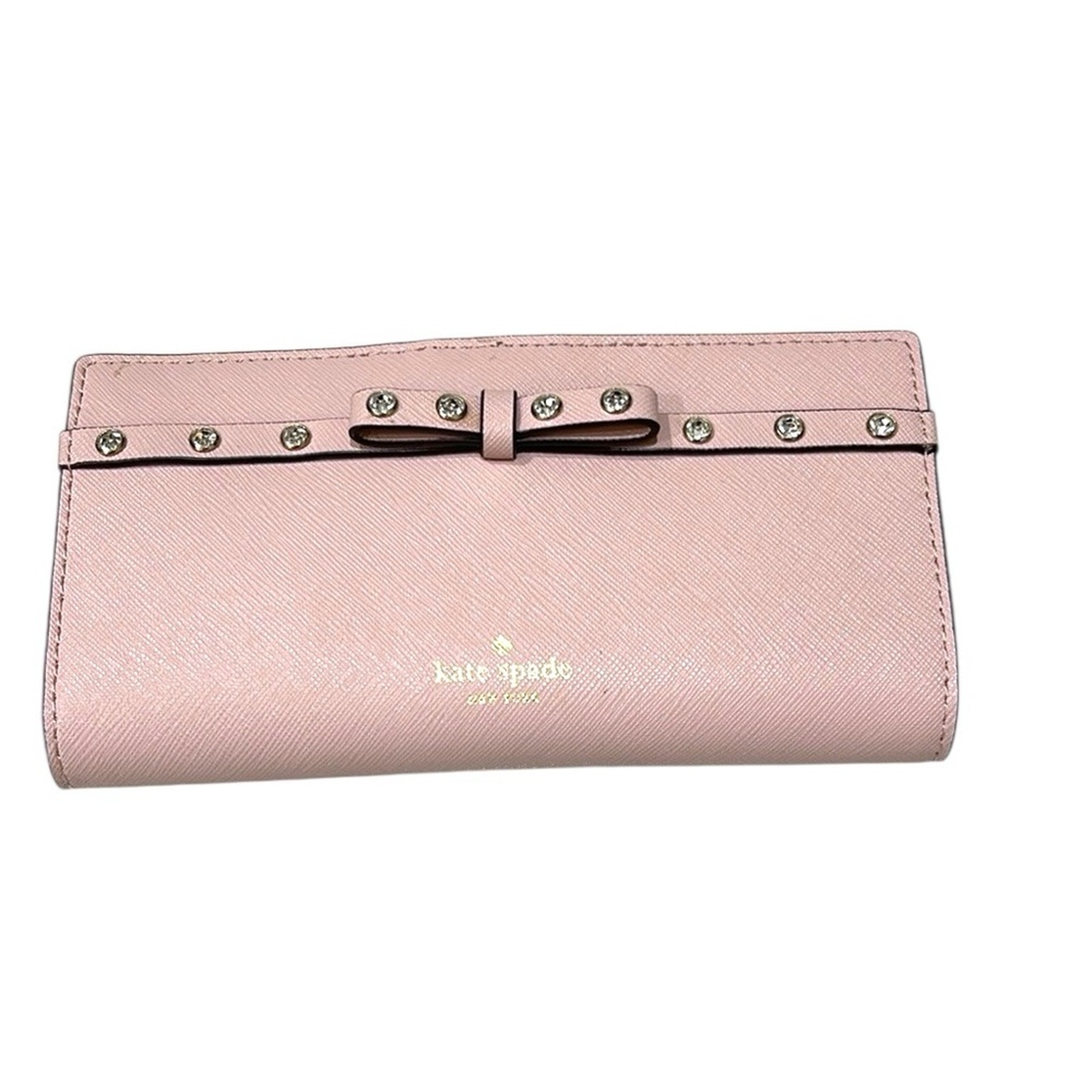 Kate Spade Laurel Way Jeweled Bow Leather Wallet Pink