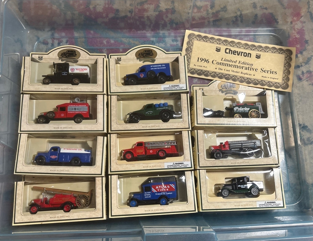 Huge LOT of 11 Vintage Die Cast Chevron Trucks