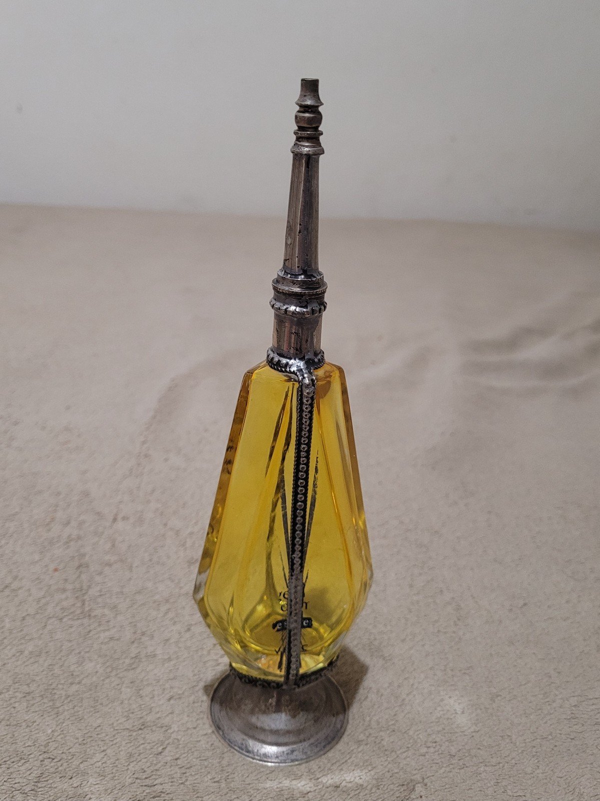 Vintage Perfume Bottle Ambar Glass Handmade Rose Water Sprinkler 10 Tall.