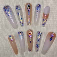 Nude Sparkle Swarovski Press On Nails