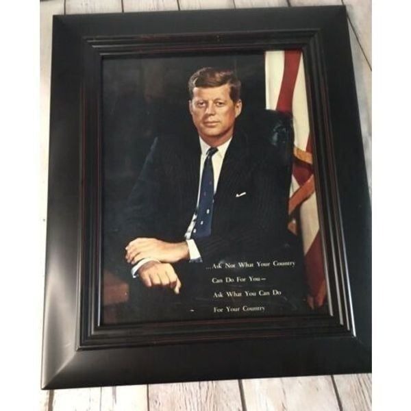 Vintage Art John F. Kennedy Inauguration Framed Portrait Signed,Wall Decor