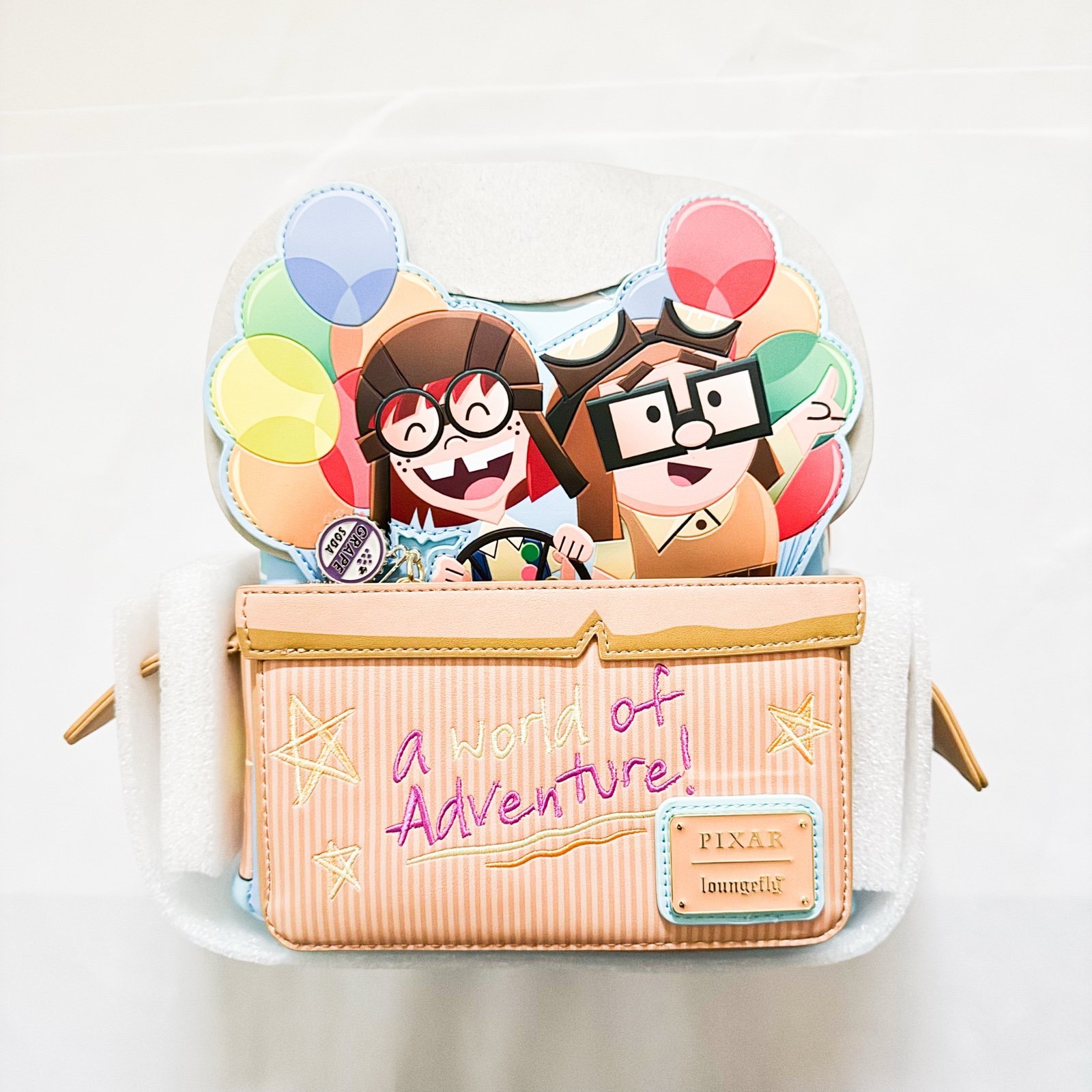 Loungefly Disney Up Young Carl and Ellie A World of Adventure Mini Backpack
