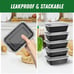 50 Pack (100-Piece) 24 oz Meal Prep Containers Reusable with Lids