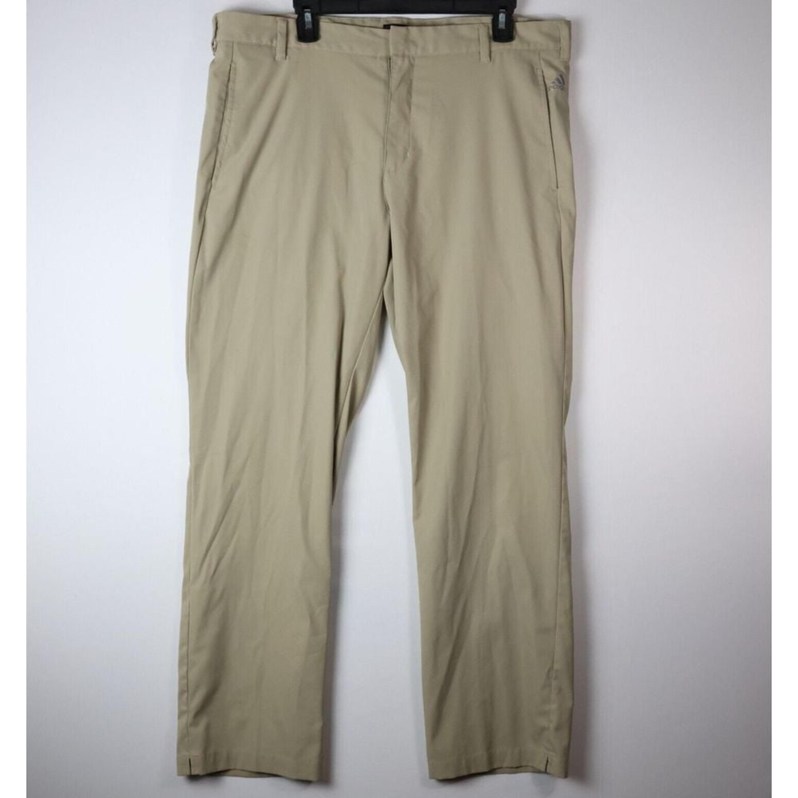 Adidas Pants Mens 38x31.5 Beige Tan Chino Casual Lightweight Golf Khaki