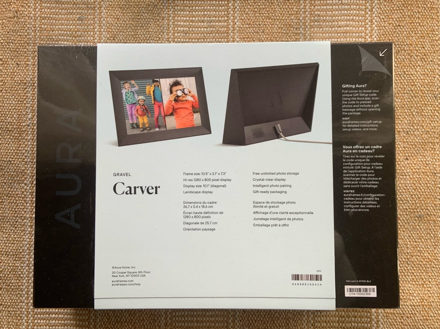 Aura Carver Digital Frame - Gravel - detail