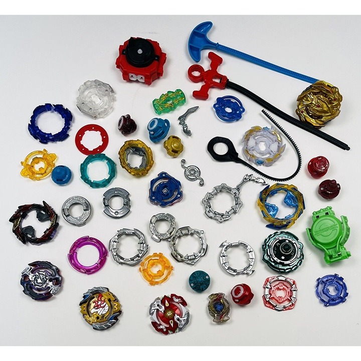 45pc Hasbro BEYBLADE Lot Gold Knight Kerbeus Valtryek Replacement Parts READ EUC
