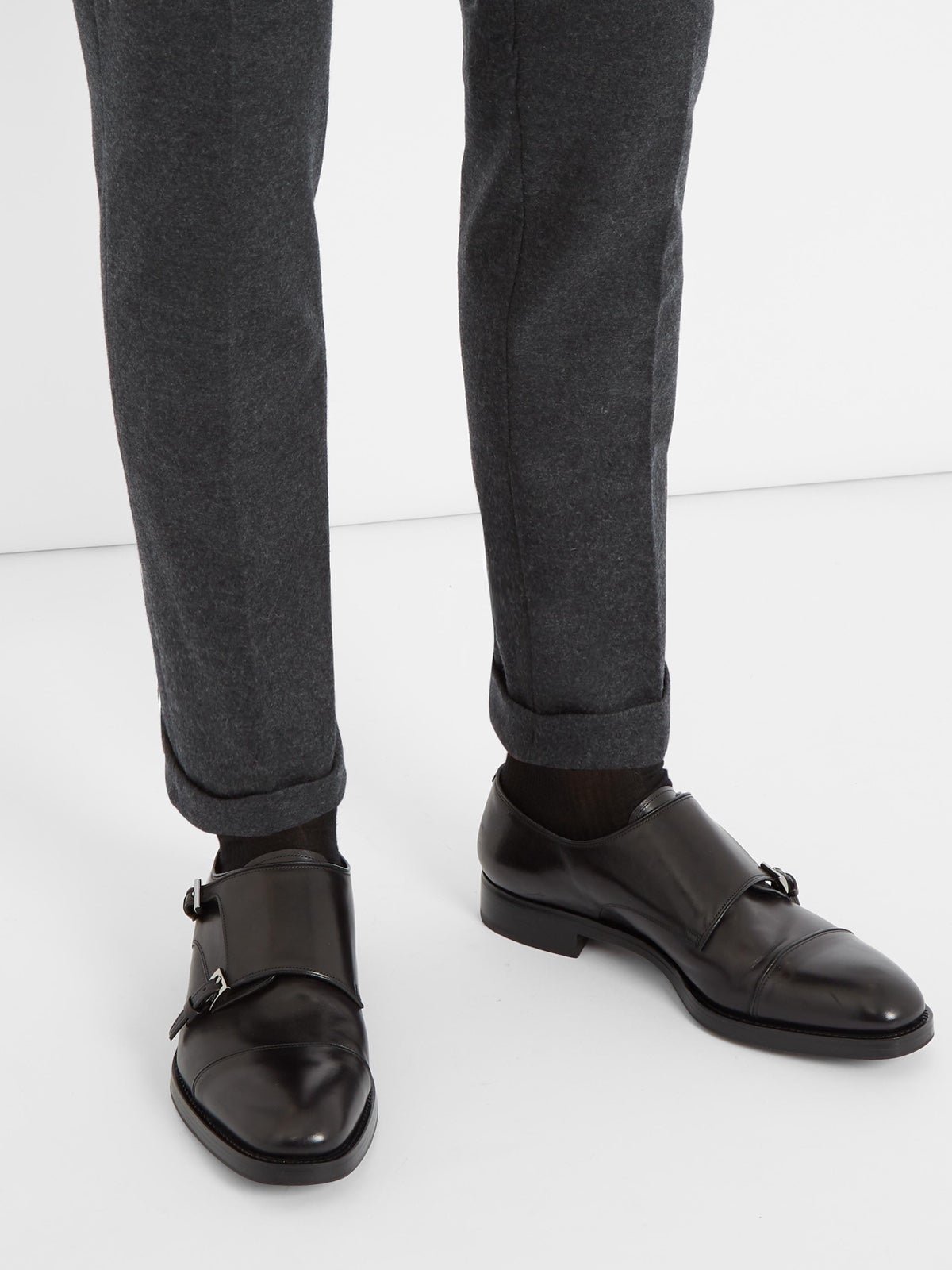 Prada Double Monk-Strap Leather Shoes