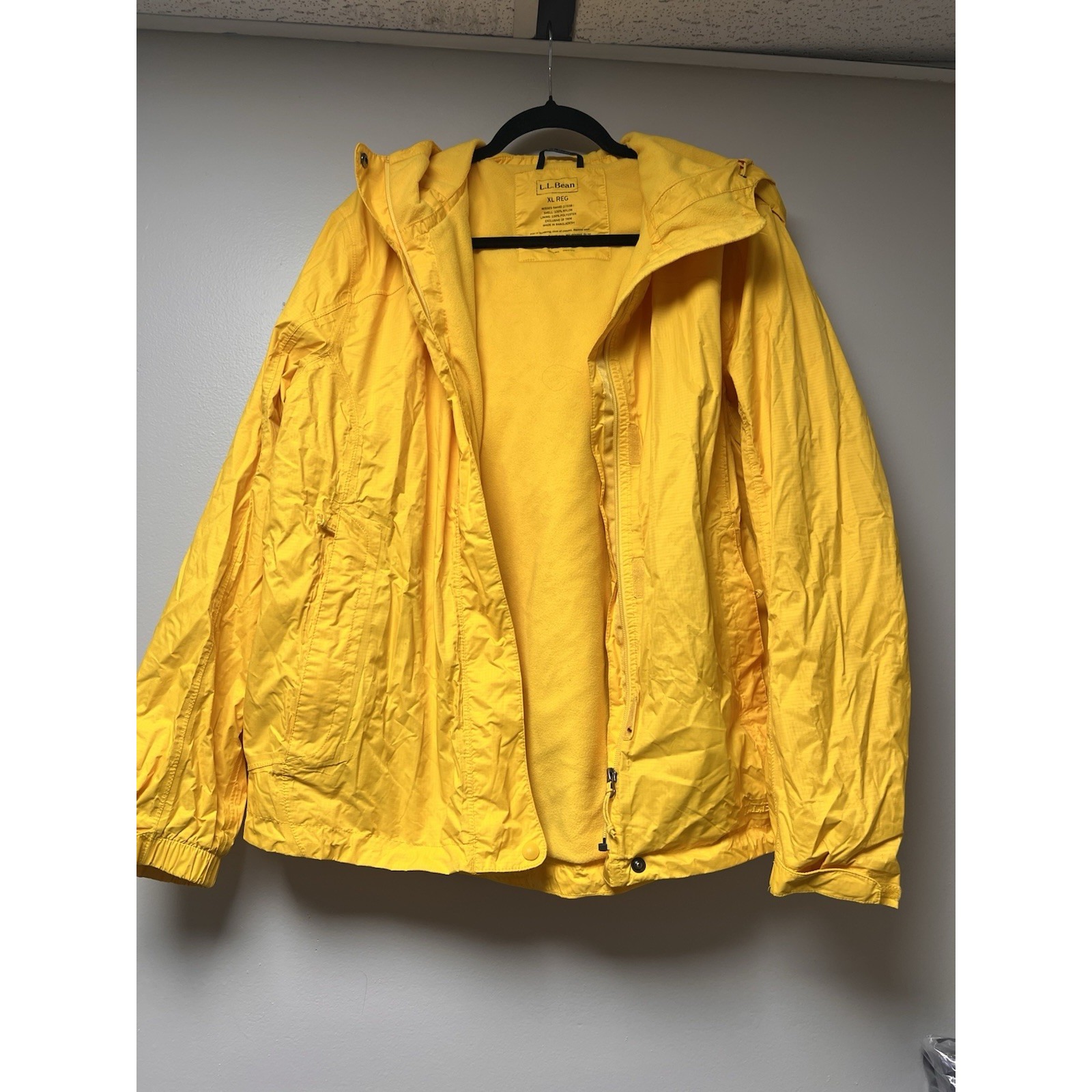 LL Bean Women's Wharf Street Rain Jacket Bright Yellow XL