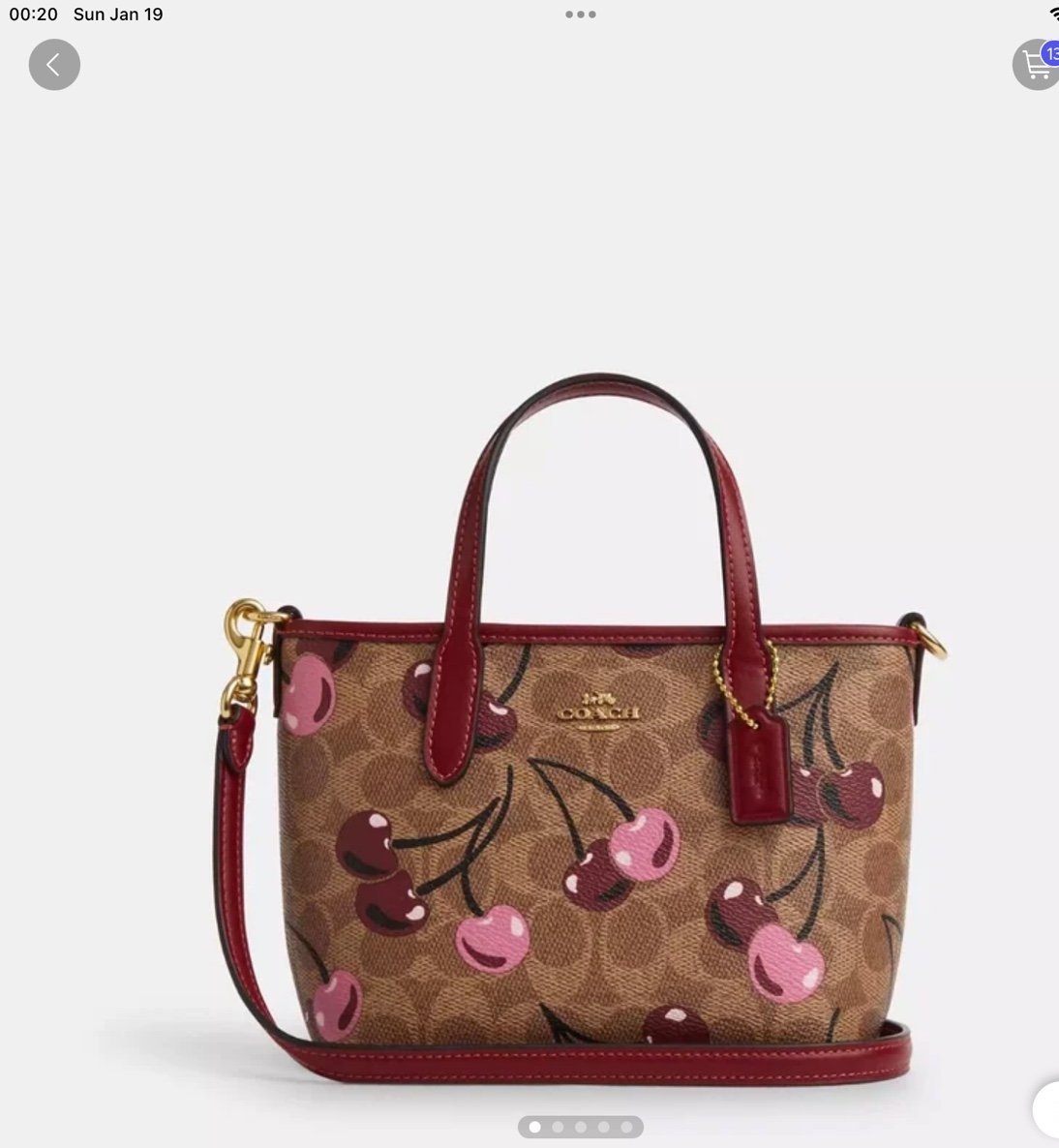 ❤️❤️ Coach City Mini Tote Bag In Signature Canvas With Cherry Print
