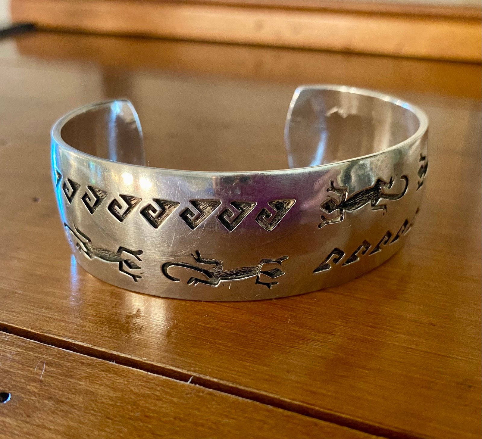Vintage Native Sterling Silver Overlay Bracelet size 7 1/4”