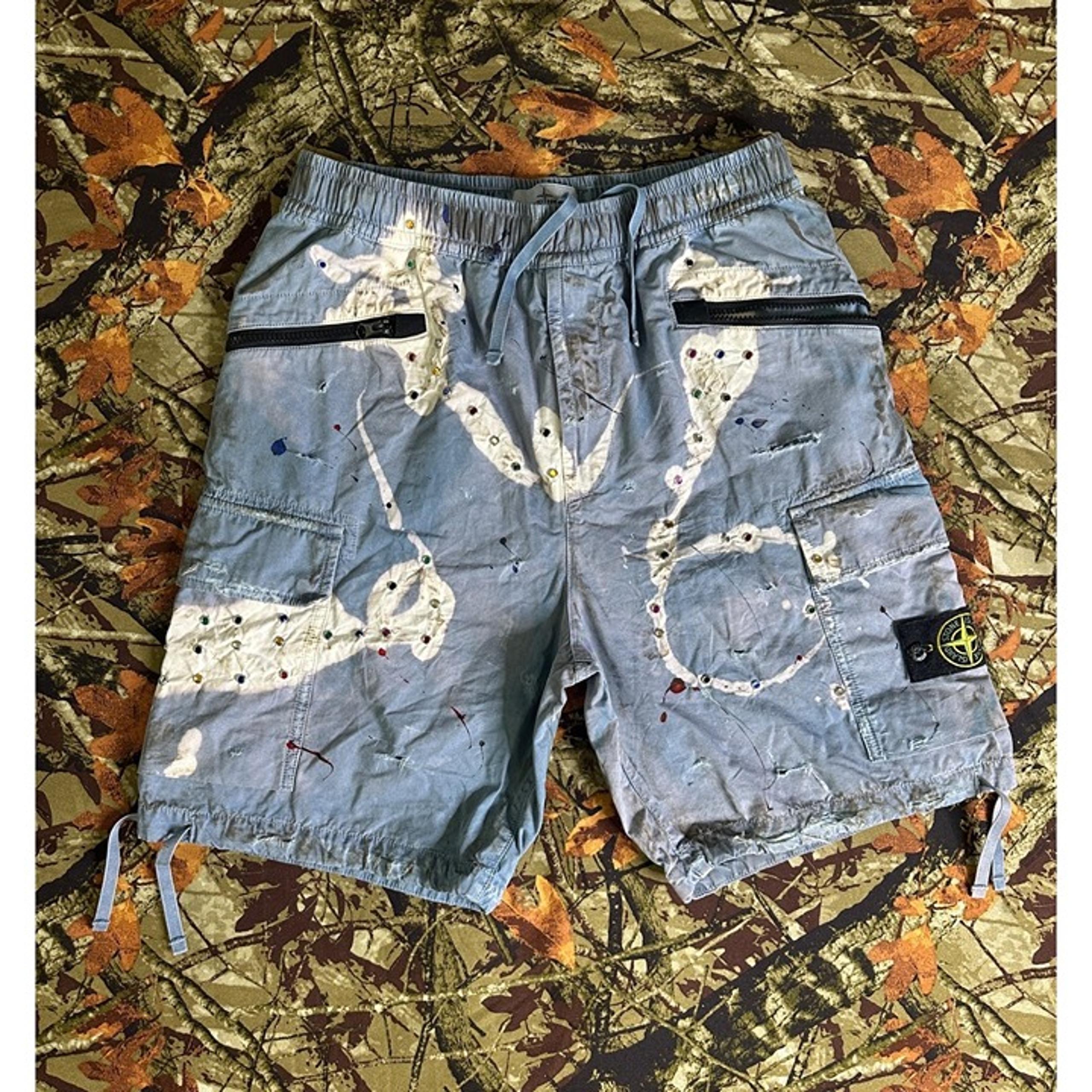 DRO Lab Custom 1/1 ART x  Stone Island Cargo Shorts