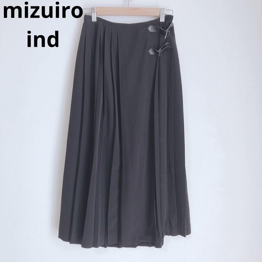 Mizuiro Ind. Pleated Skirt, Long Skirt, Wrap Skirt, Black