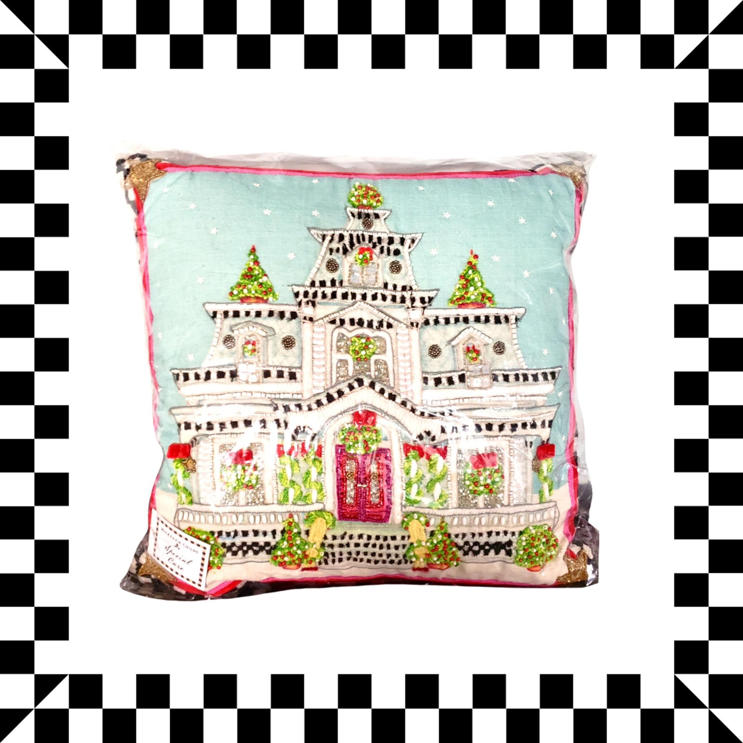 Patience Brewster Christmas House Pillow MacKenzie Childs Check Collectible