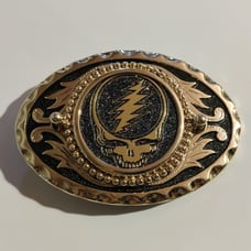 Grateful Dead STEAL YOUR FACE Stealie Gold Tone Belt Buckle 3.25x2.25