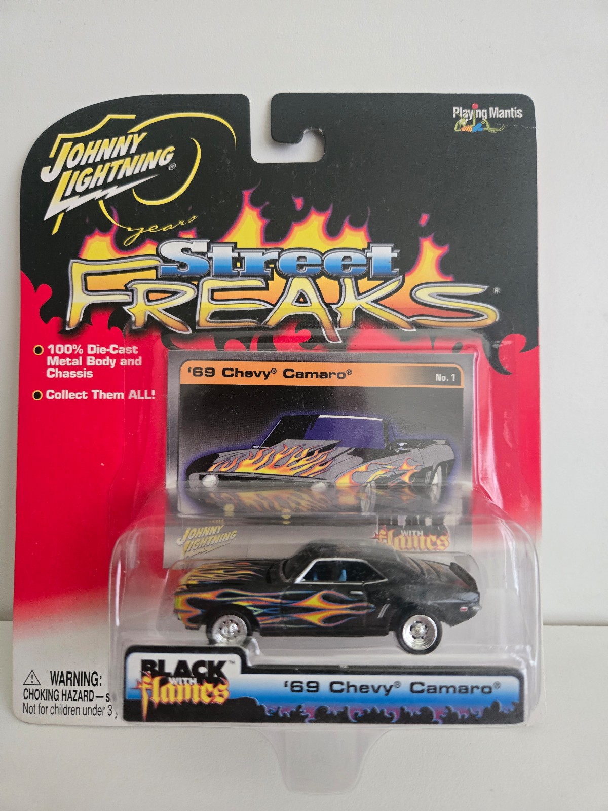 Johnny Lightning Street Freaks Black with Flames '69 Chevy Camaro