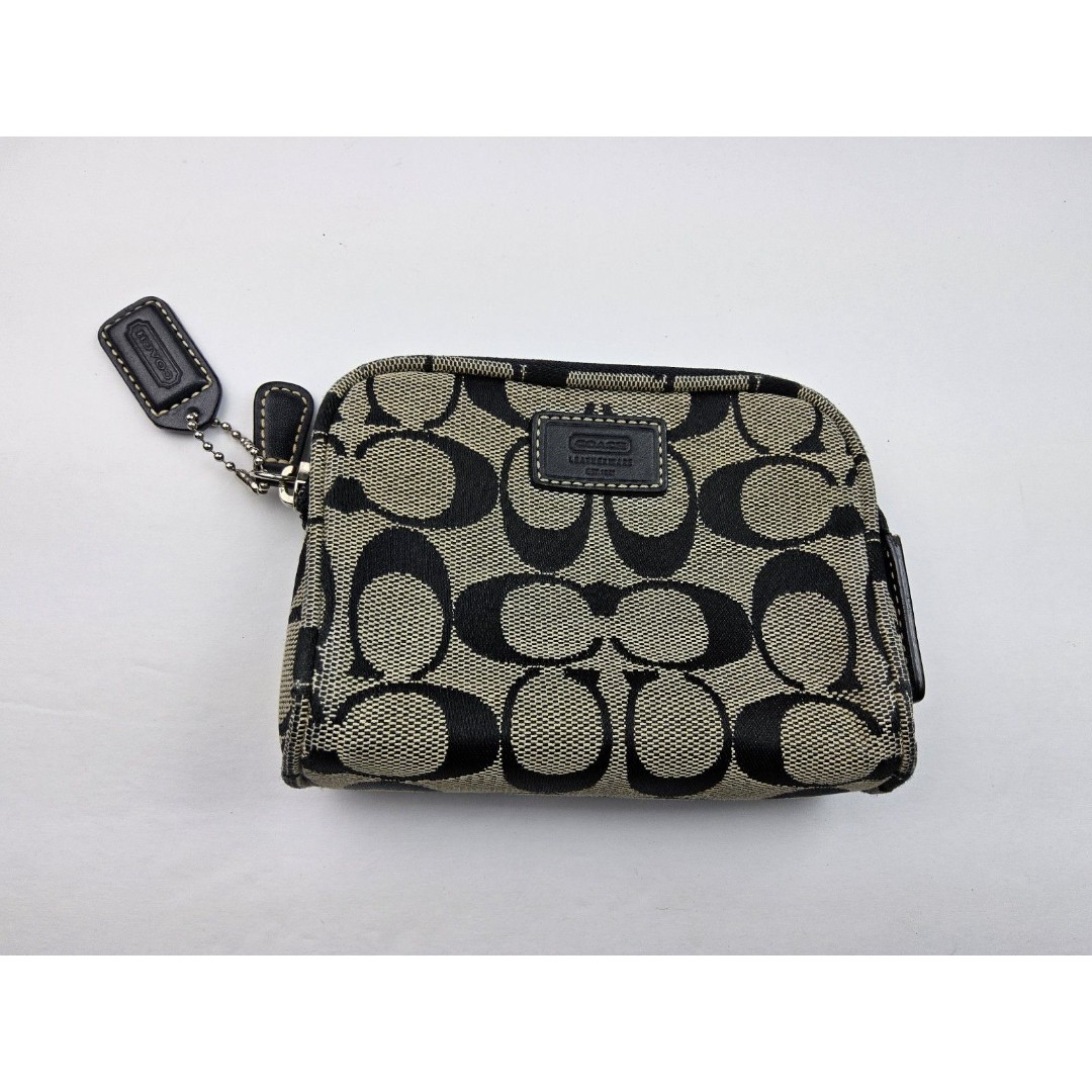 Coach Signature Makeup Cosmetic Bag Pouch Wallet Clutch