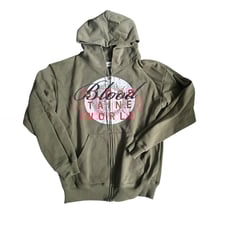 Dunziellas Blood Stained World Print Green Hoodie Mens Medium