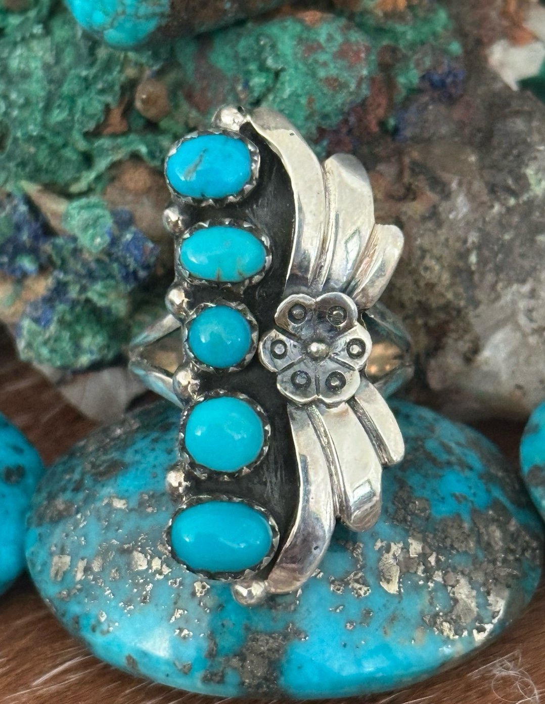 Kingman Turquoise southwestern sterling silver rings