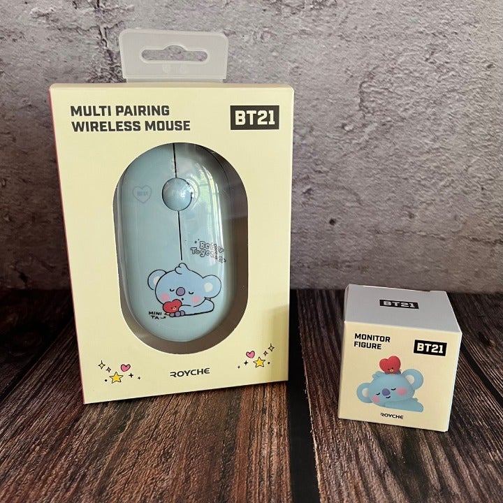 Bundle - BT21 BTS Little Buddy Baby Wireless Mouse & Monitor Figure - Koya RM