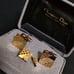 【Extremely Beautiful】Dior Cufflinks and Tie Pin Set, Gold, Mesh, Logo ①