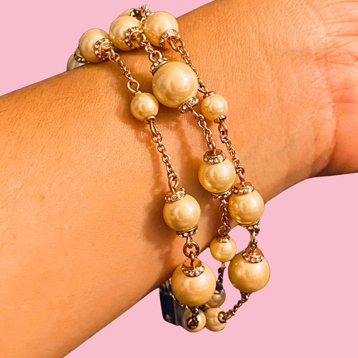 Kate Spade Rose Gold Tone and Faux Pearl Multilayer Bracelet
