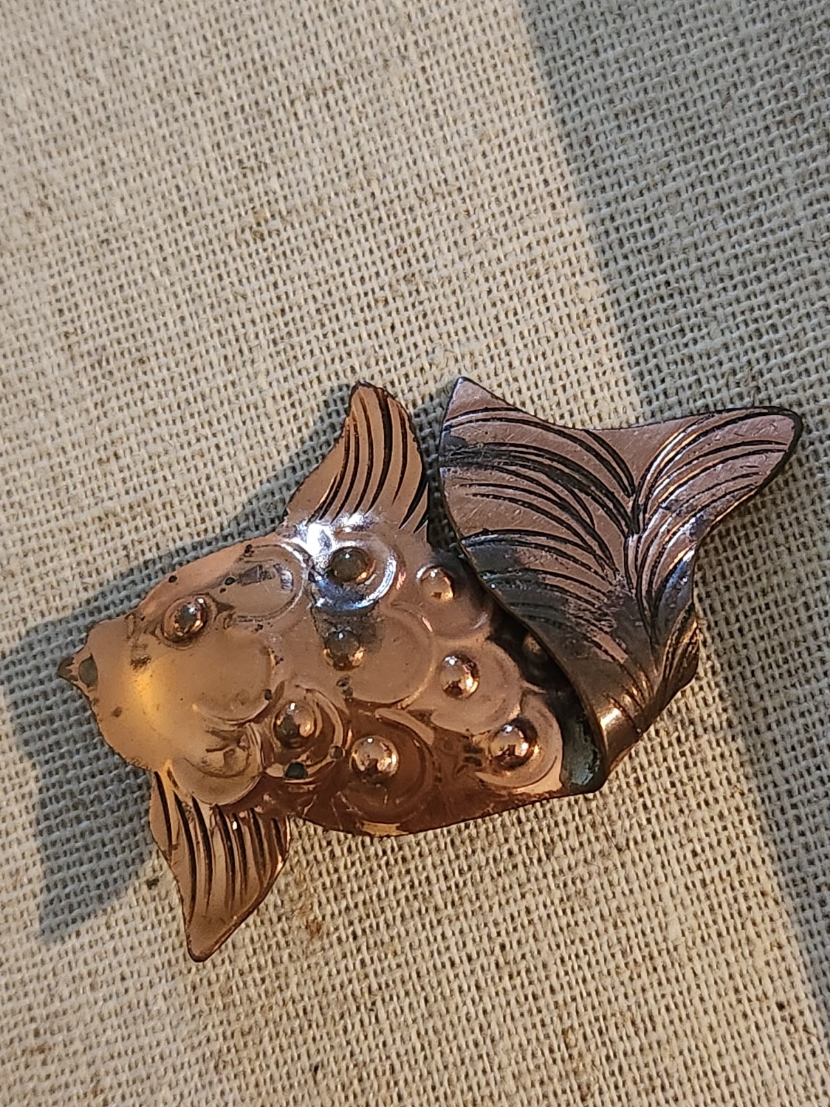 Vtg 1950-60s Gret Barkin Copper Koi Fish Brooch