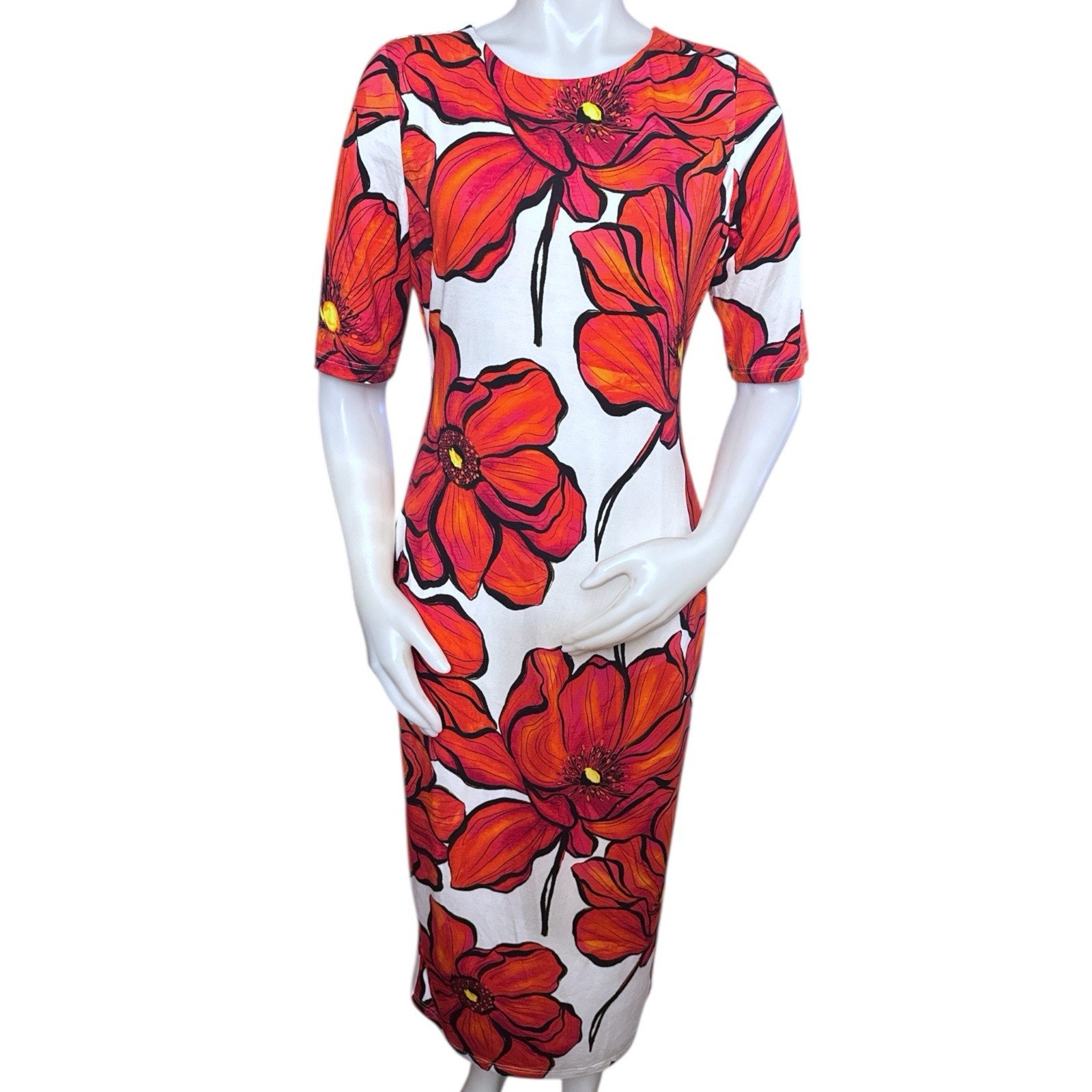 Milly Windflower Jersey Sheath Midi Dress Size 12 NWT