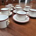 9 Sets Fitz & Floyd cup & saucers Deauville Burgundy
