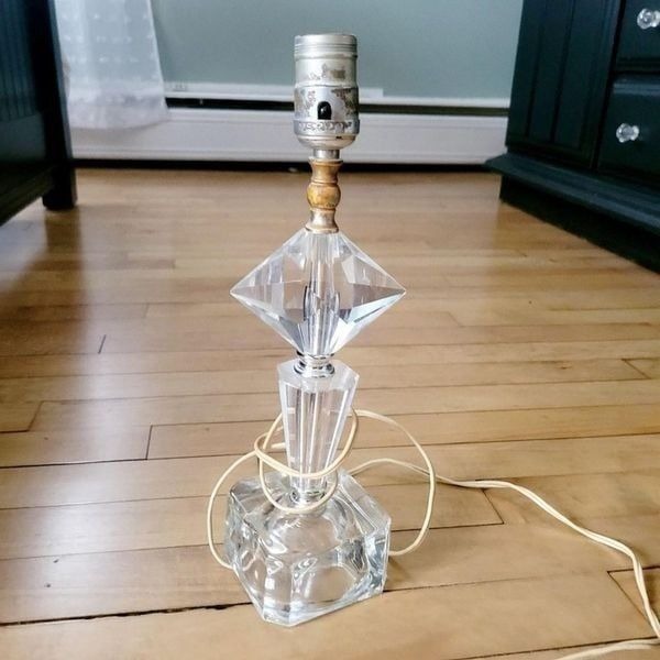 Vintage Glass Crystal Boudoir Lamp