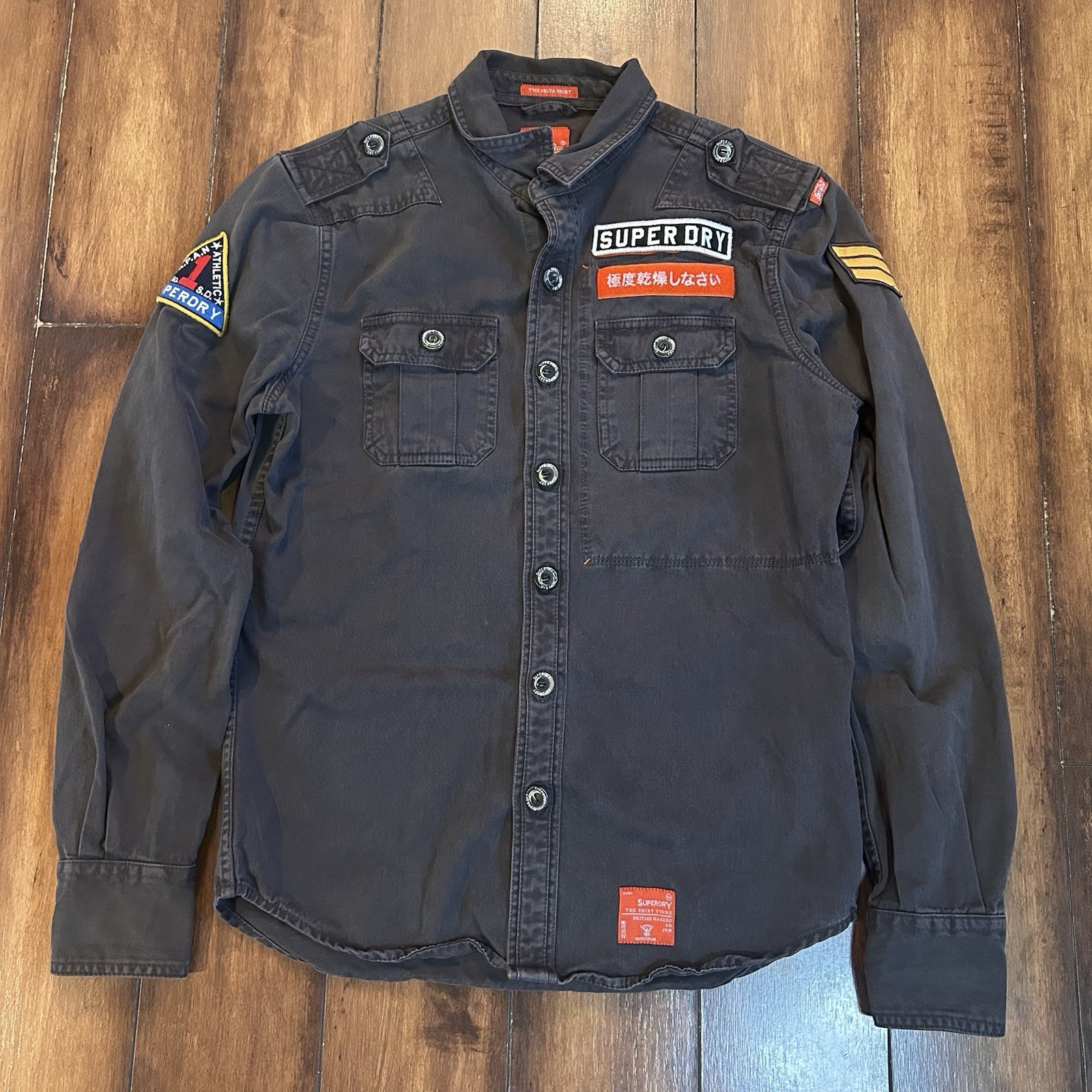 SuperDry “The Delta” Button Down Shirt Men’s Medium Military Utility Patch