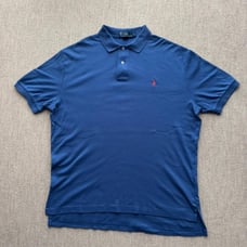 【Vintage】Polo by Ralph Lauren Men's Short Sleeve Polo Shirt, Size L, Blue