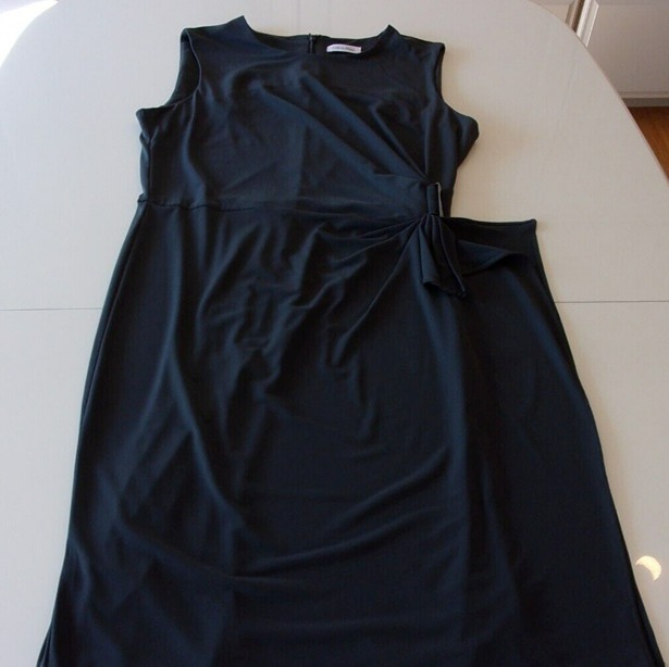 sz10 CALVIN KLEIN BLACK DESIGNER EVENING DRESS DARK GRAY LD 1085