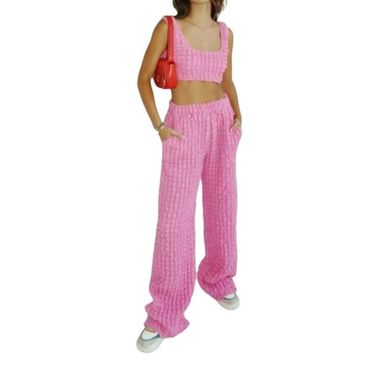 Bailey Rose Poppin Crop Top and Pant Set Pink Size Medium NWT