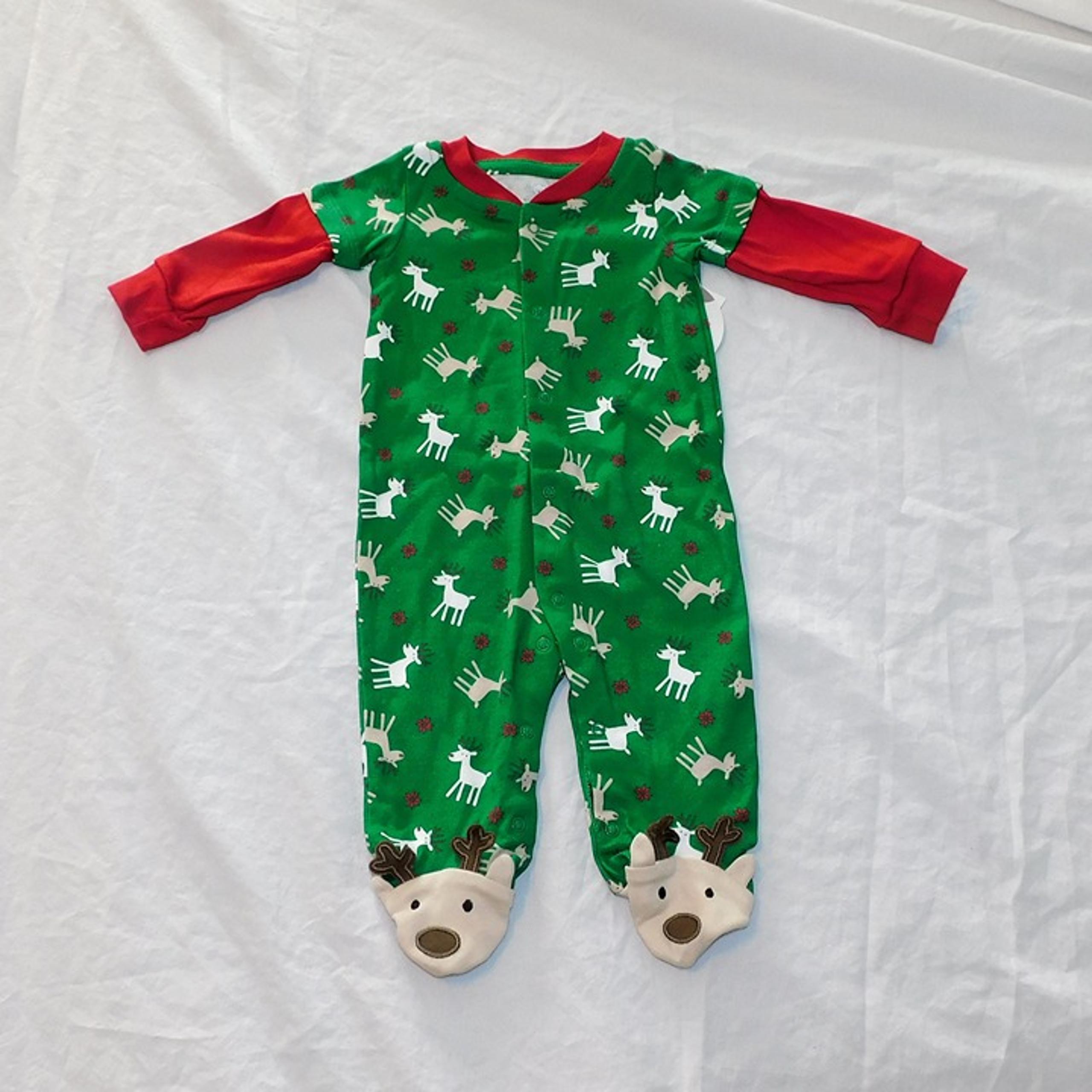 Baby 0-3 Months Christmas Pajamas Reindeer Deer Footies Unisex Santa NEW