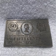 1863 Confederate States of America 50 Cents Note Buckle CDC Metal Works Vintage