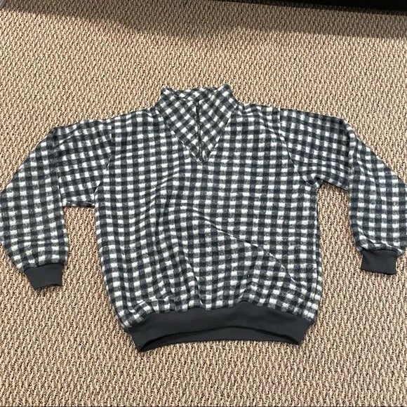 Badge Black and white Checkered Sherpa Fleece Jacket