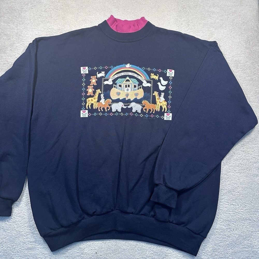 Vintage Endless Designs Sweatshirt 2XL Double Collar Noah's Ark Made in USA EUC