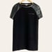 ba&sh Black Raglan Leather Short Sleeve Crewneck Mini Shift Dress Size S