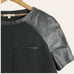 ba&sh Black Raglan Leather Short Sleeve Crewneck Mini Shift Dress Size S