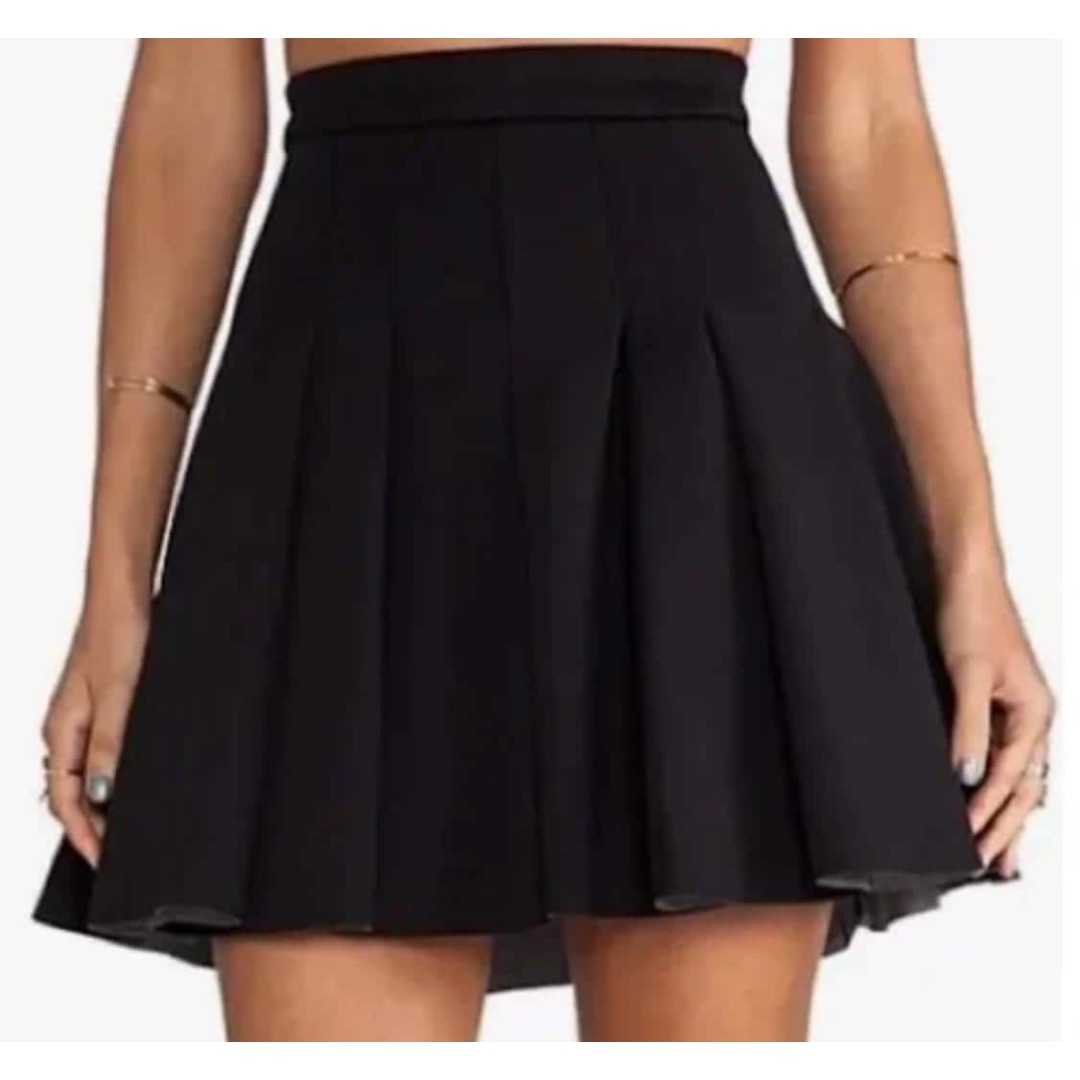 T Alexander Wang Black Pleated Scuba Neoprene Mini Skirt Size XS runs like a S