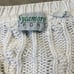 Vintage 90's Cable Knit Varsity Sweater White Blue Stripes S-M Preppy