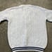 Vintage 90's Cable Knit Varsity Sweater White Blue Stripes S-M Preppy