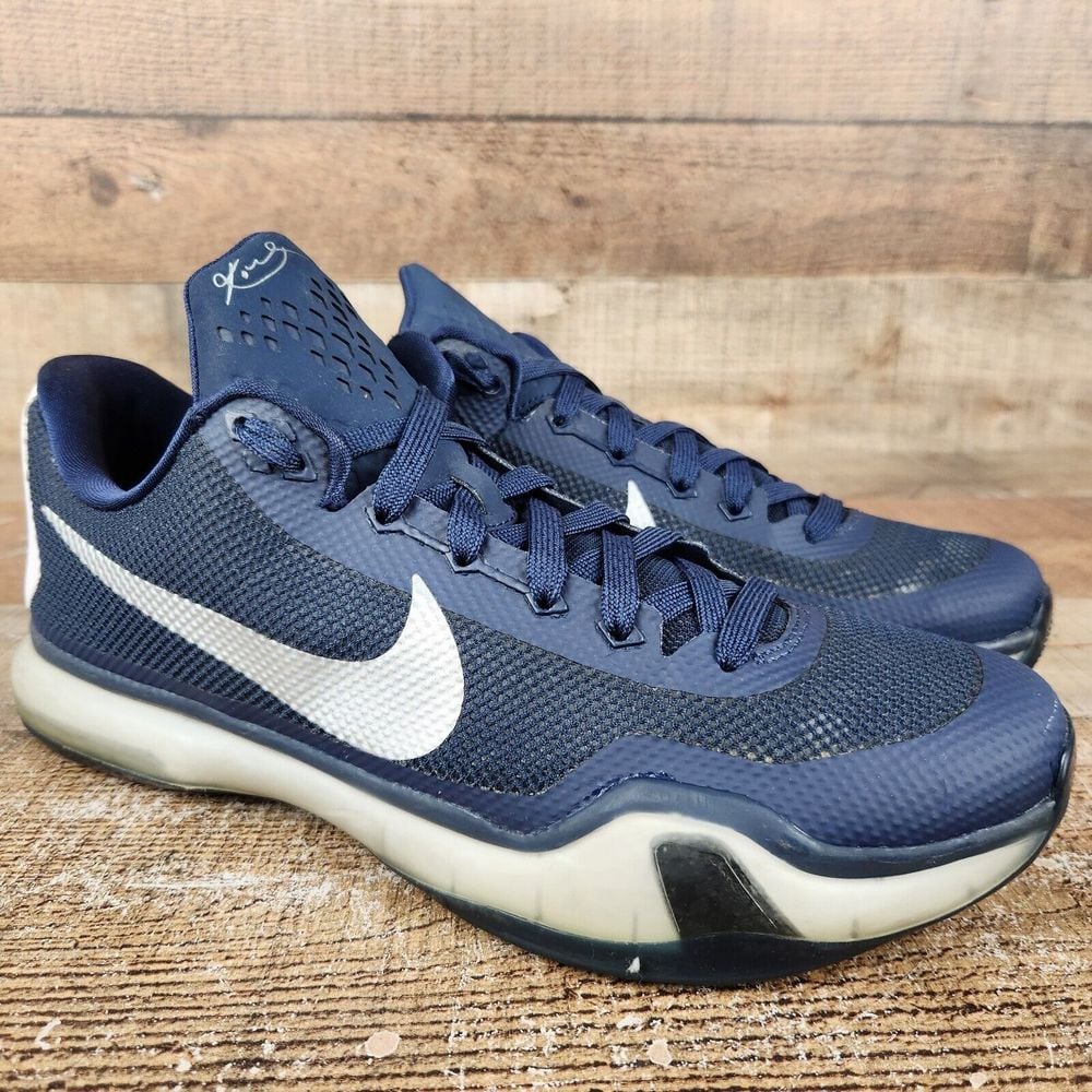 Nike Kobe 10 TB Low Men Sz 10 Midnight Navy Silver Basketball Sneaker 813030-401