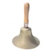 Vintage 7.5” Wide Brass Percussion School Hand Bell w/ Wood Handle Brass Clapper