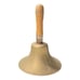Vintage 7.5” Wide Brass Percussion School Hand Bell w/ Wood Handle Brass Clapper